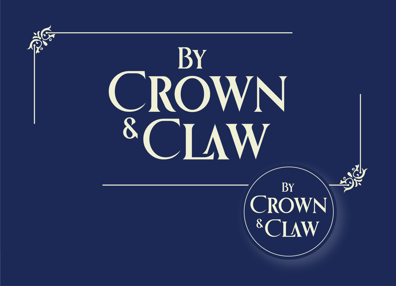 By Crown and Claw logo on a blue background