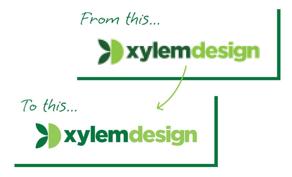 an example of a blurry logo and a hi resolution logo